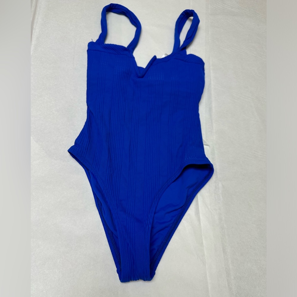 L*Space Women's Blue Pointelle Rib Classic One Piece Swimwear 🔥 - Picture 4 of 9